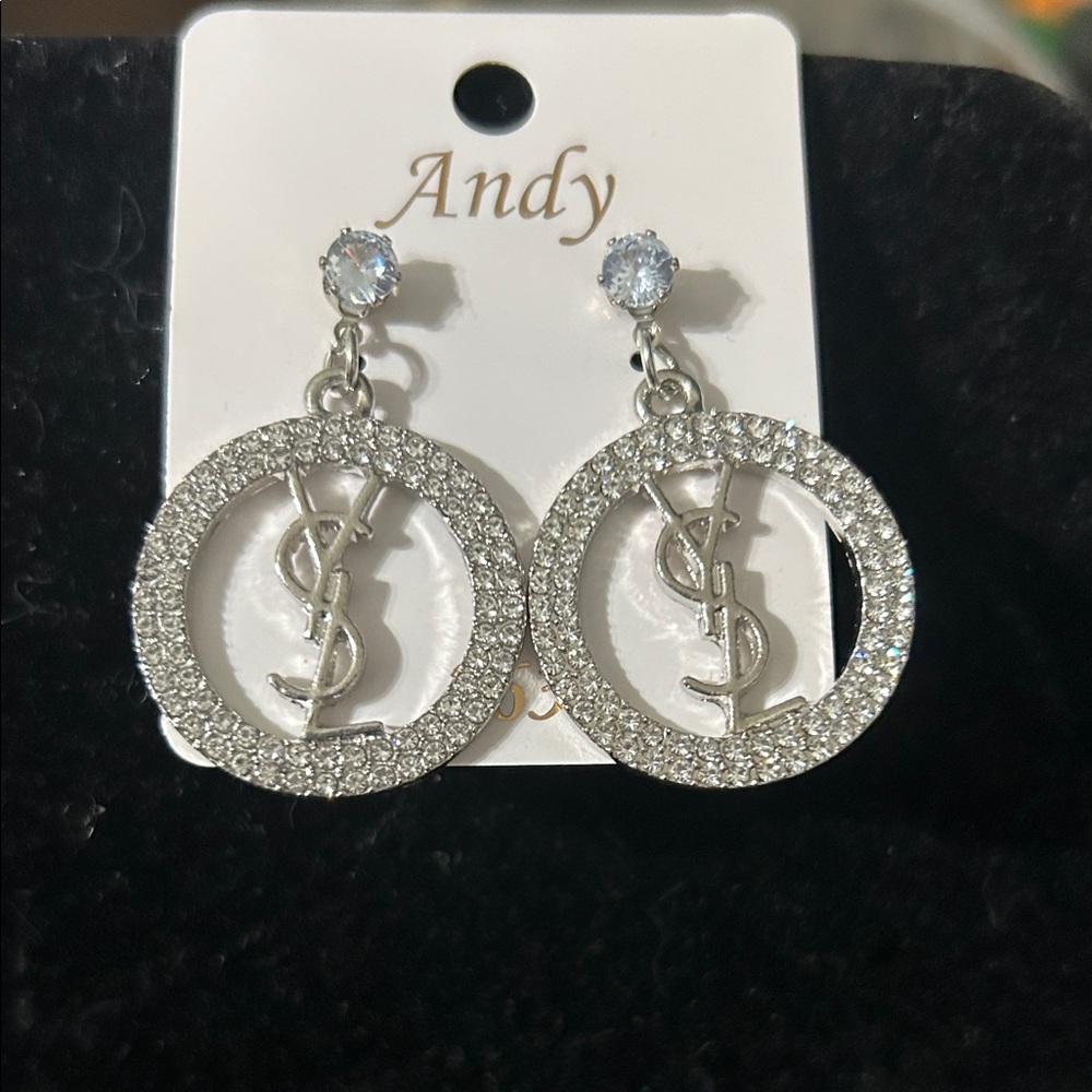 Silver Crystal Circle Earrings